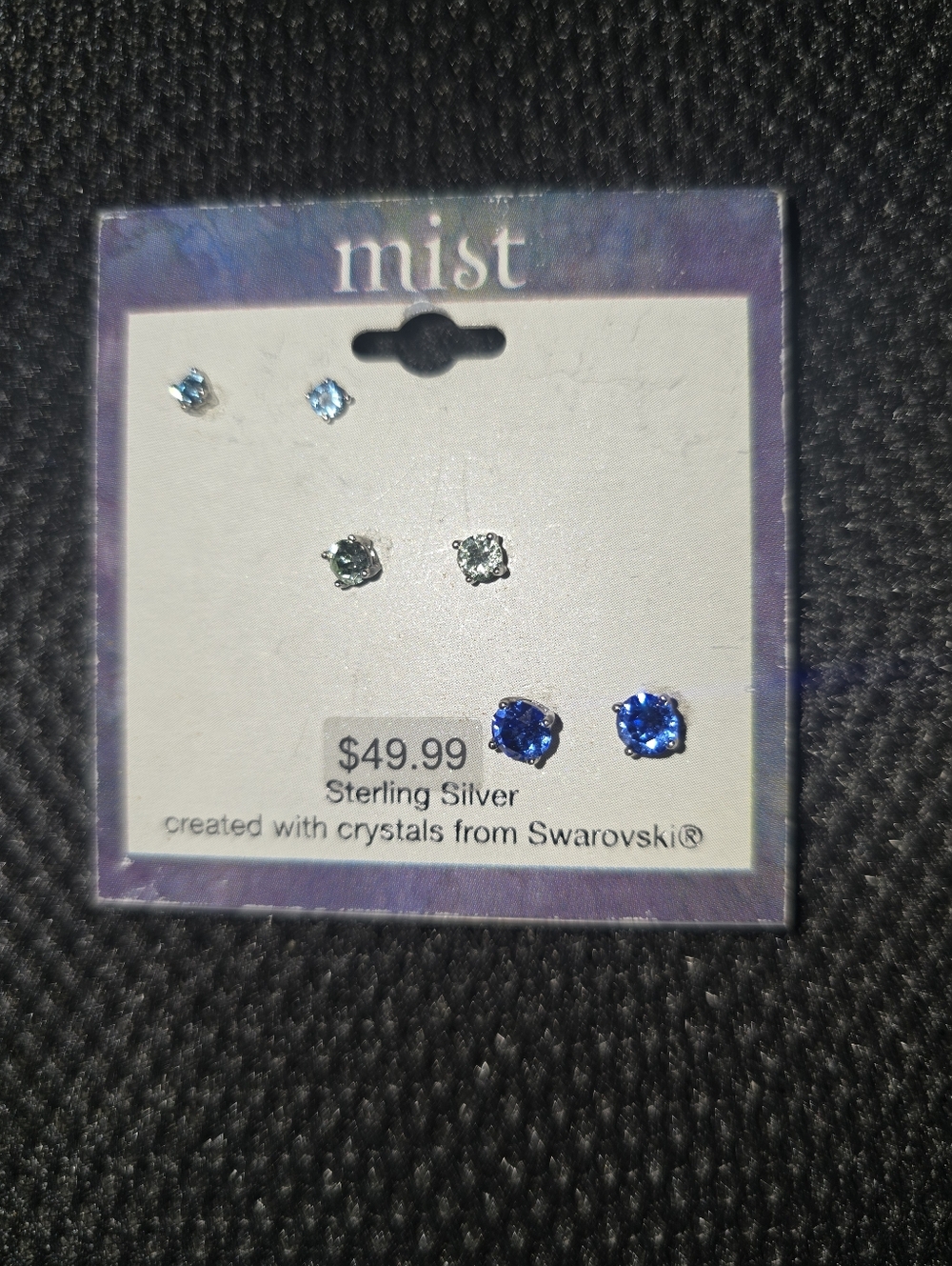 NEW 3 pair Sterling Silver Stud Earrings Swarovski Crystals